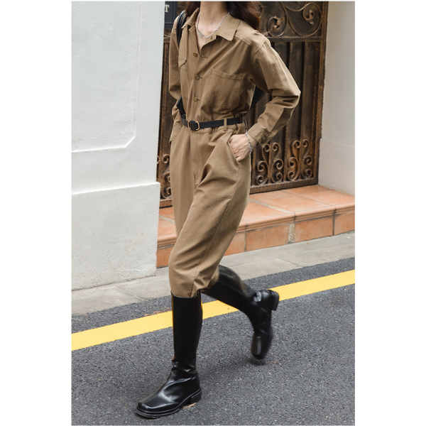 【２color】ウエストベルトメンズライクジャンプスーツ　AU-224