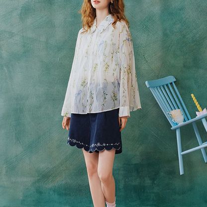 フローラルプリントシアーシャツ《Z00962》