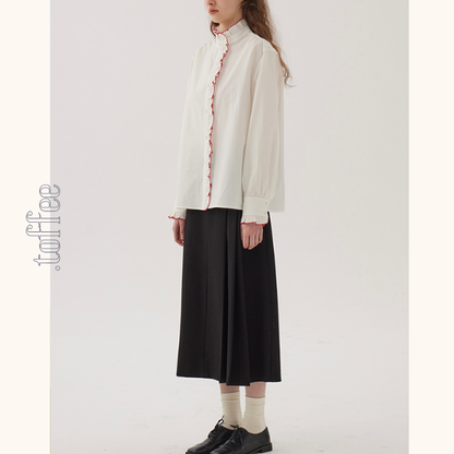 コントラストラッフルディテールブラウス《Z00845》
