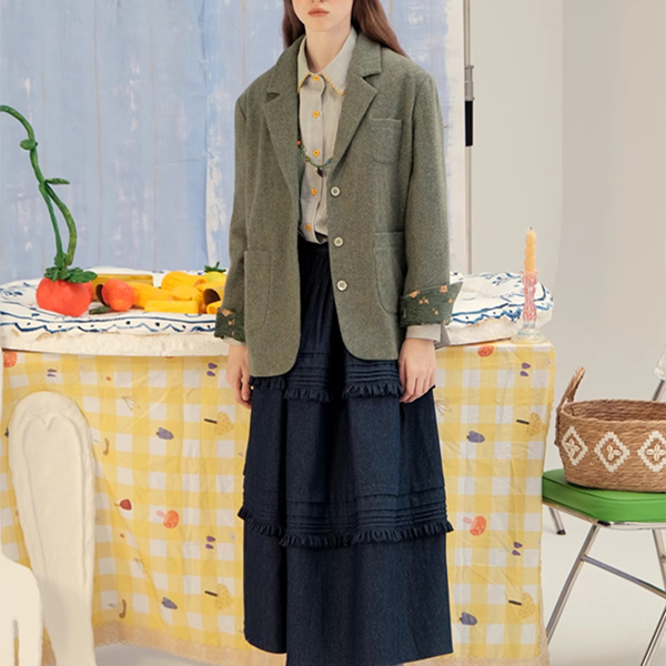 グリーンストライプスリムシャツ　Z00604