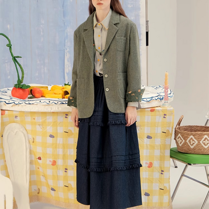 グリーンストライプスリムシャツ　Z00604