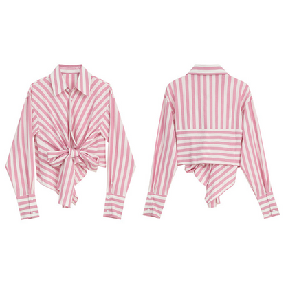 フロントストラップストライプシャツ X-255