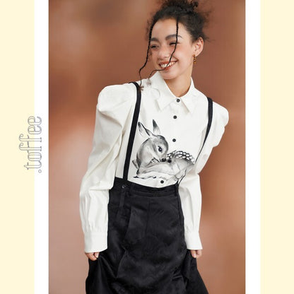 幻想的な水墨画ジャガードが織りなす：オリエンタルサスペンダースカート C0188