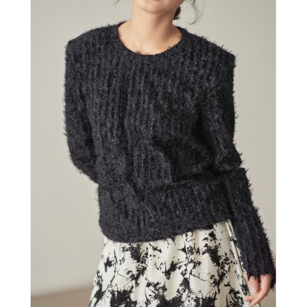 【2color】 レースフリンジ スリムフィットトップス X-433