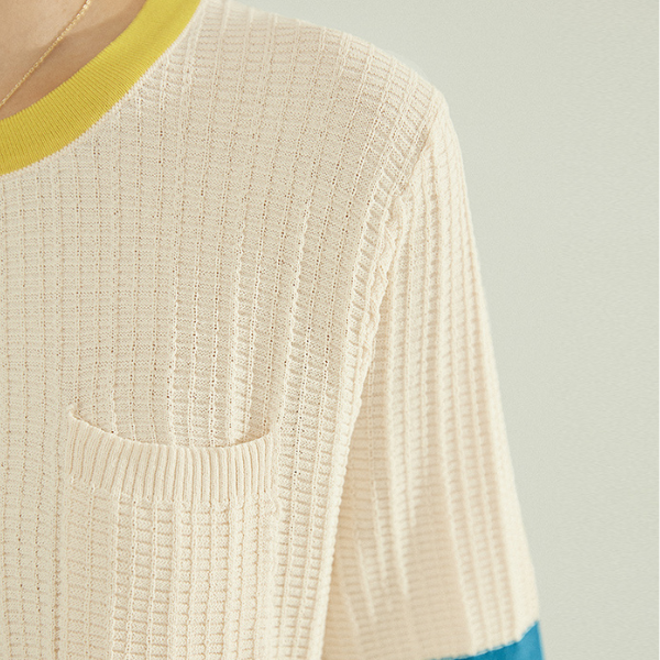 コントラストカラーニットトップス Z00198