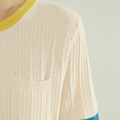 コントラストカラーニットトップス Z00198
