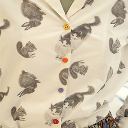 アニマルプリントヴィンテージシャツ　Z00600