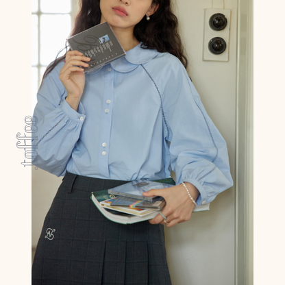 ダブルドールカラーブルーブラウス　Z00562