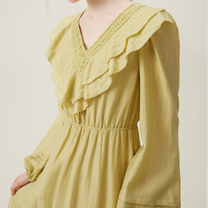 【２COLOR】フロントフリルVネックワンピース Z00093