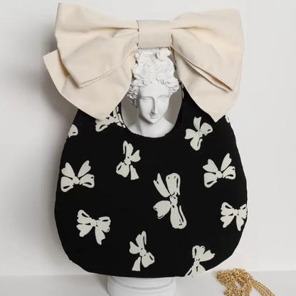 【3color】大きなリボン付きチェーンショルダーバッグ Z00237