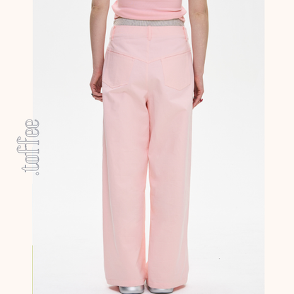 【2color】チェック柄ディテールワイドパンツ《Z01005》