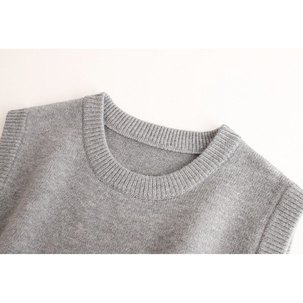 【3color】シンプルフラワーニットベスト X-335