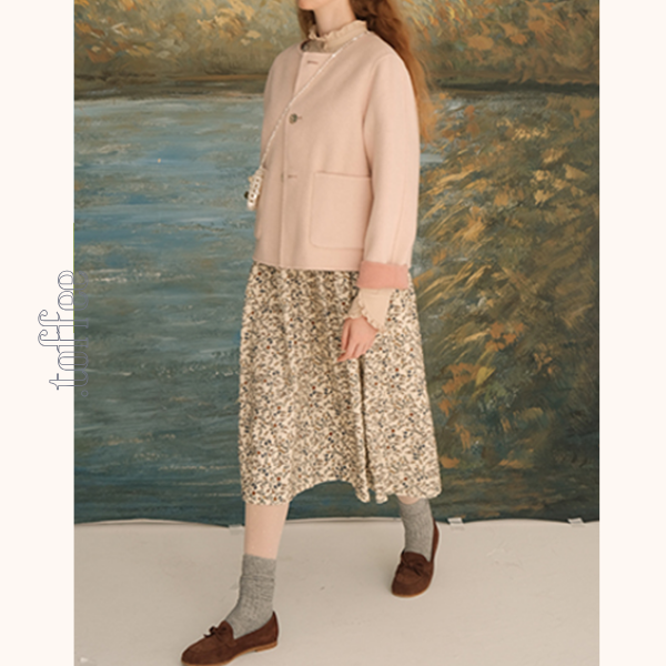 コーデュロイフローラルプリントノースリーブワンピース　Z00616