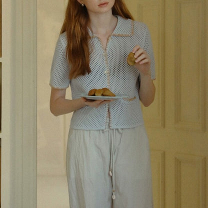 ショートニットメッシュカーディガン Z00386