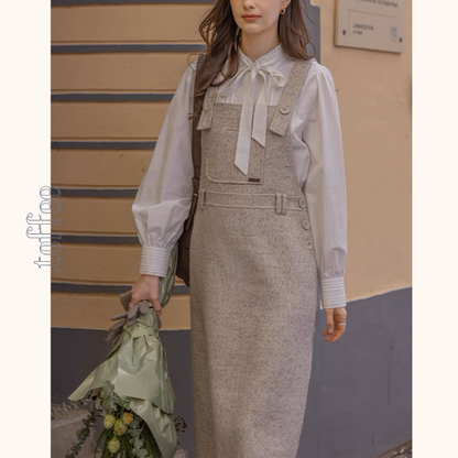 【2color】スクエアネックサスペンダーワンピース《Z00855》