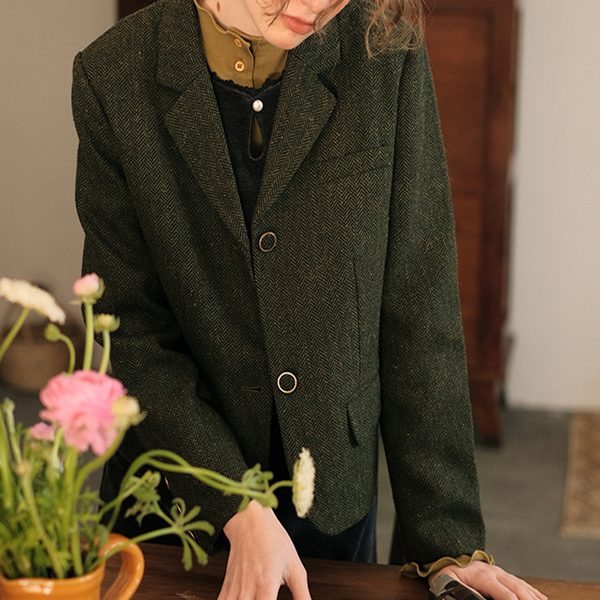 ヴィンテージモスグリーンショートブレザー　Z00510