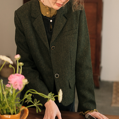 ヴィンテージモスグリーンショートブレザー　Z00510