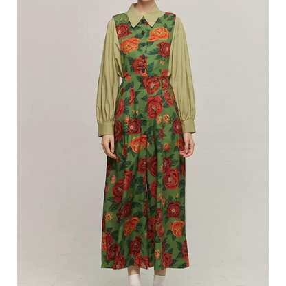 【２color】トータルフラワープリントジャンプスーツ w-042