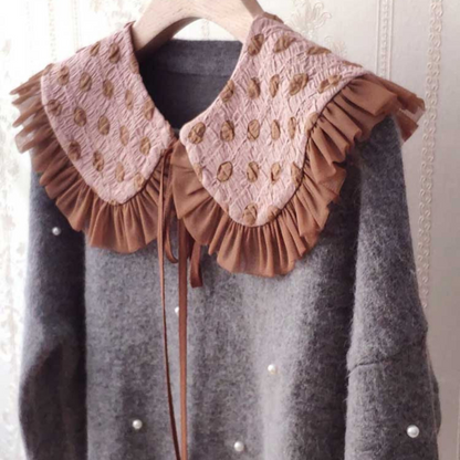 【6pattern】ジャガードフリルつけ襟 X-388