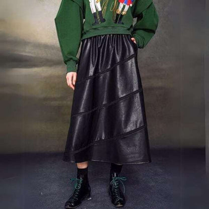 フェイクレザーエスカルゴスカート C0110