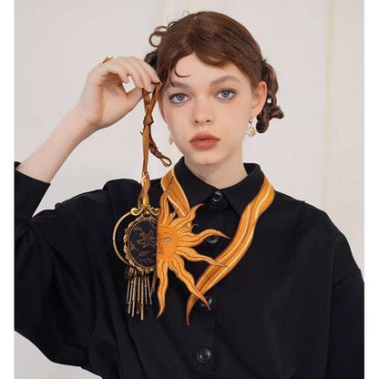 【2color】太陽刺繍シャツブラウス C0079