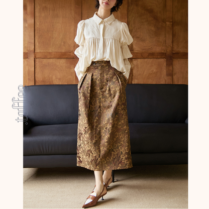 パフスリーブジャガードブラウス　《Z00808》