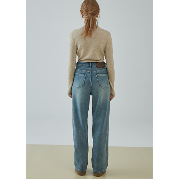 【2color】ハイウエストカジュアルストレートジーンズ X-482