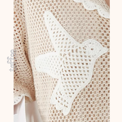 バードモチーフメッシュシャツ＆ショーパンツセットアップ《Z01014》