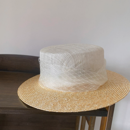 リボン装飾つば広ストローハット《Z00959》