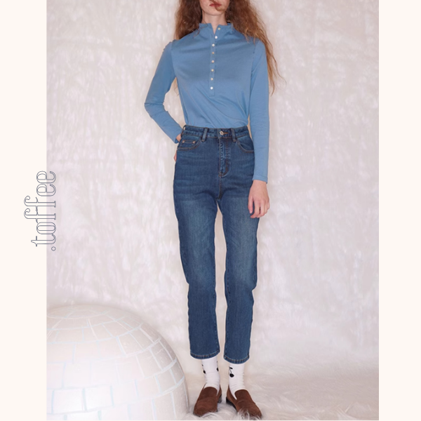 【2color】ハイウエストストレートデニムパンツ　《Z00712》