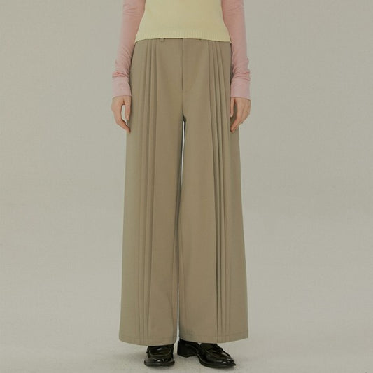 プリーツ入りストレートルーズパンツ Z00382