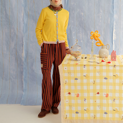 マッシュルームボタンイエローカーディガン　Z00601