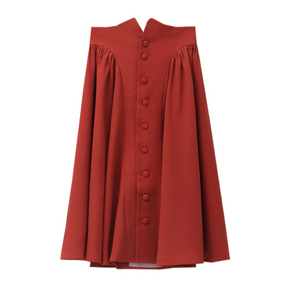 センターボタンルーズフレアスカート X-272