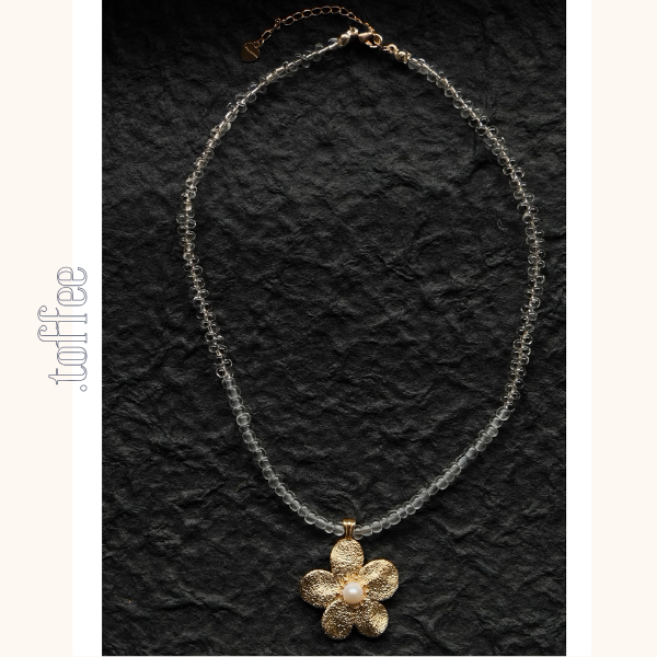 フラワーモチーフクリスタルチェーンネックレス《Z00876》