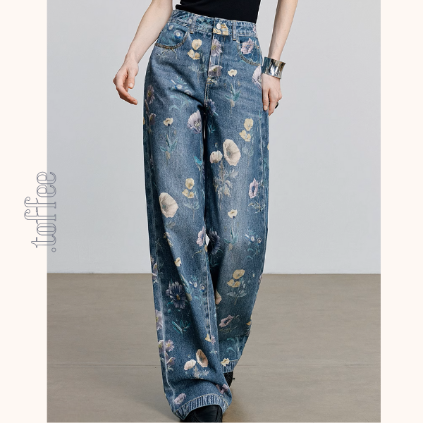 【4pattern】プリントストレートジーンズ《Z00929》