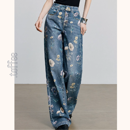 【4pattern】プリントストレートジーンズ《Z00929》