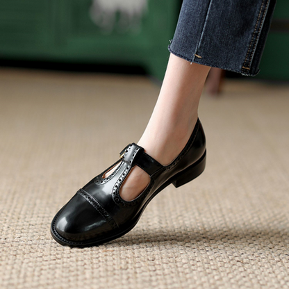 Tストラップミディアムヒールローファー　Z00486