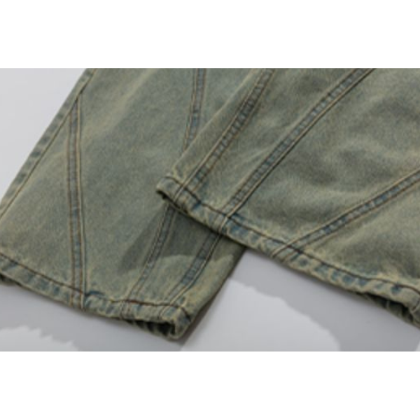 【2color】ジッパーデザイン切り替えデニム X-364