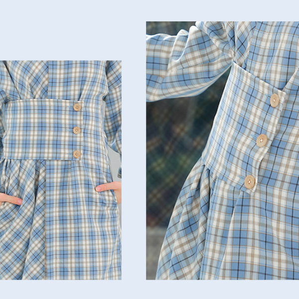 オーバーチェックシャツワンピース w-093