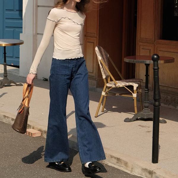 パッチポケットフレアデニム X-323