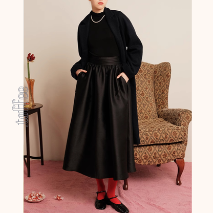 レイヤード風ブラックロングワンピース　Z00498