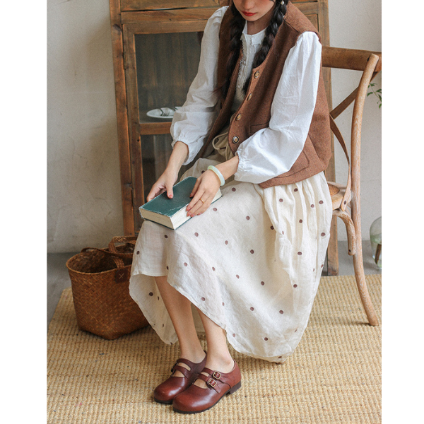 【2color】ラウンドトゥゴールドバックル付きローファー Z00147