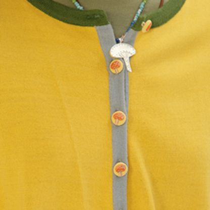 マッシュルームボタンイエローカーディガン　Z00601