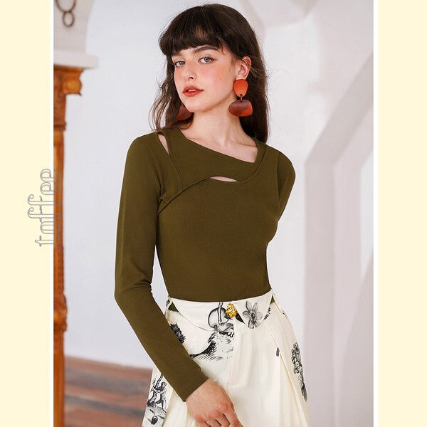 【3color】ニッチなクロスデザイン　ボトリングシャツ C0167