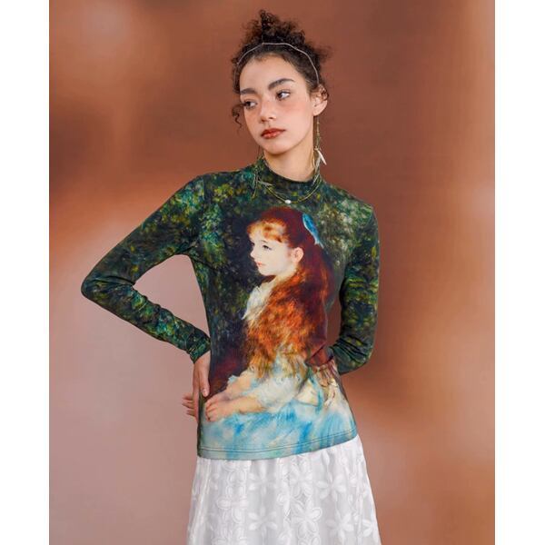 [名画を纏う]　スリムフィットアートカットソー "ルノワール" C0125