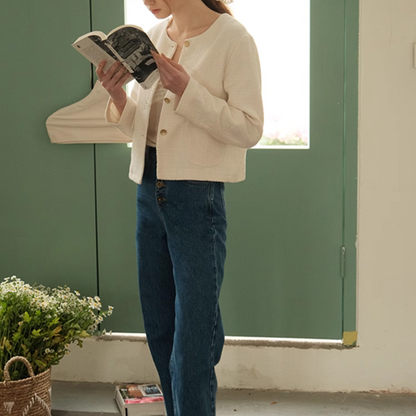 ラウンドネックツイードショートジャケット　Z00622