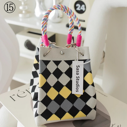 【20pattern】マルチカラースクエアトートバッグ《Z00892》