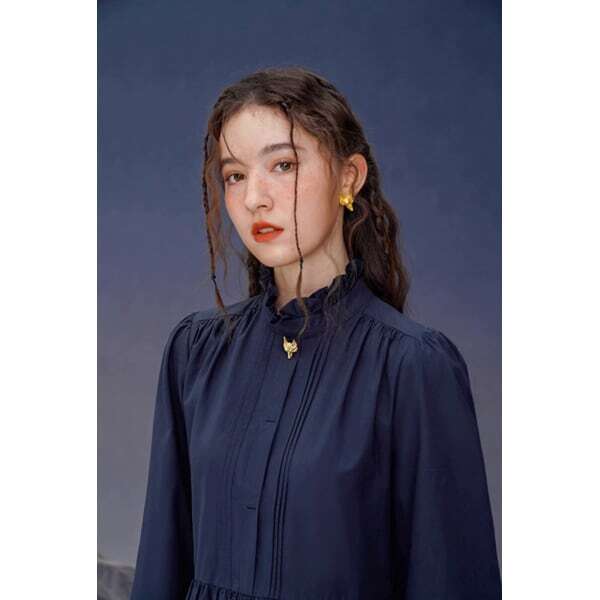 【3color】ゴールドフォックスボタンロングワンピース C0099