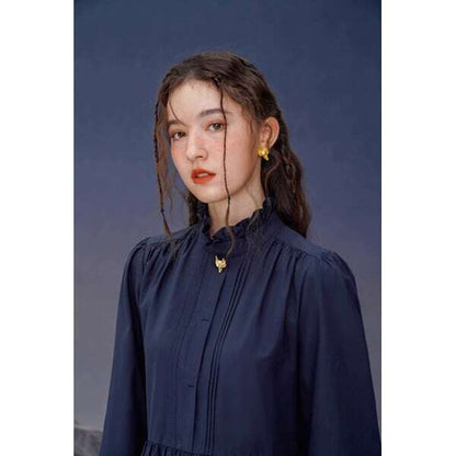 【3color】ゴールドフォックスボタンロングワンピース C0099