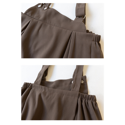 【3color】アシンメトリーサスペンダースカート X-313